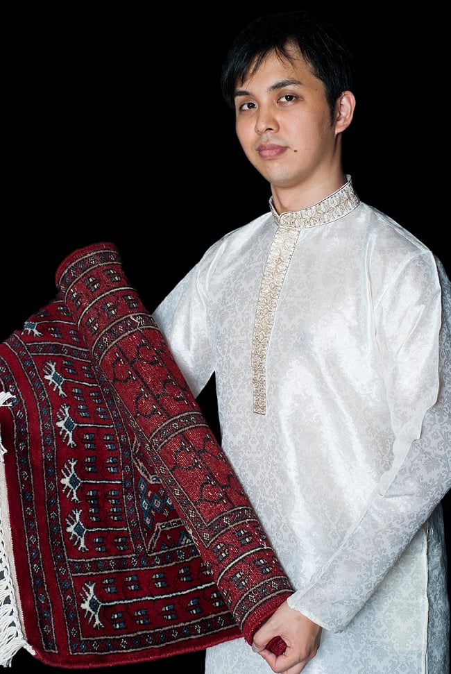 クルタ・パジャマ - スパークリングホワイト【光沢生地】 8 - これを着ればあなたもインド人に！