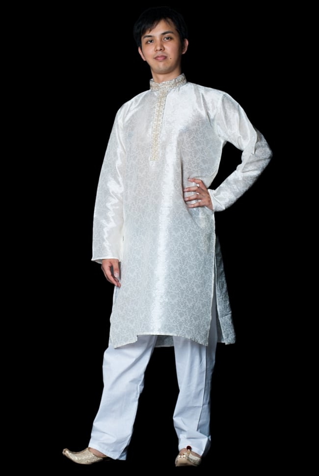 クルタ・パジャマ - スパークリングホワイト【光沢生地】の写真