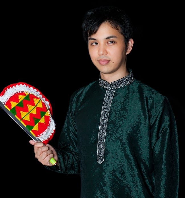 クルタ・パジャマ - ディープグリーン【光沢生地】 8 - これを着ればあなたもインド人に！