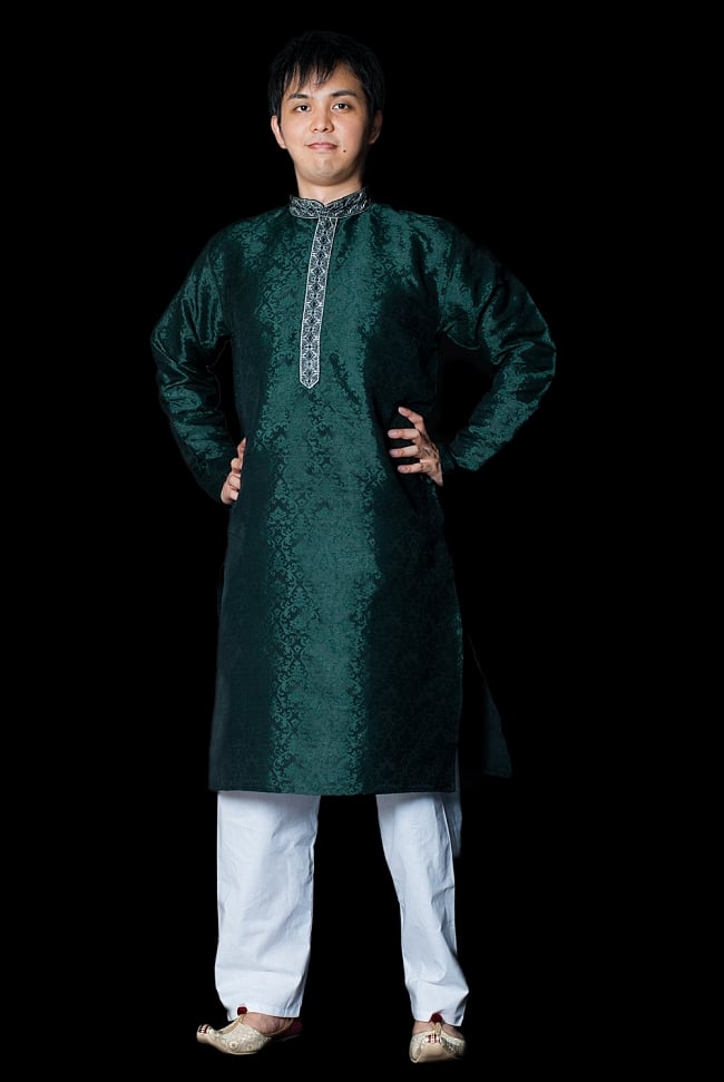 クルタ・パジャマ - ディープグリーン【光沢生地】の写真