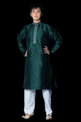 クルタ・パジャマ - ディープグリーン【光沢生地】の商品写真