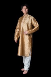 クルタ・パジャマ【光沢生地 ゴールド】の商品写真