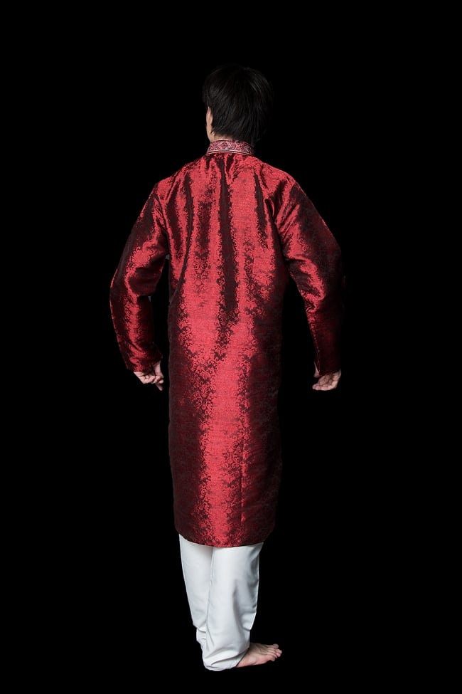 クルタ・パジャマ【光沢生地 ワインレッド】 3 - 背面からみてみました。