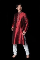 クルタ・パジャマ【光沢生地 ワインレッド】の商品写真