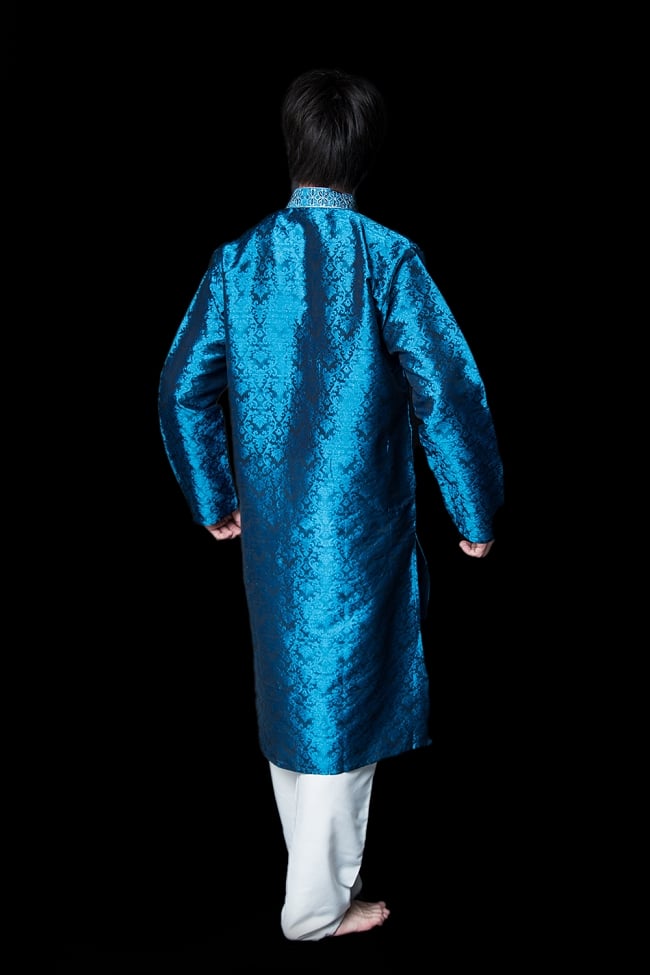 クルタ・パジャマ【光沢生地　ブルー】 3 - 背面からみてみました。