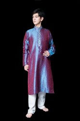 クルタ・パジャマ【光沢生地　水色＆パープル】の商品写真