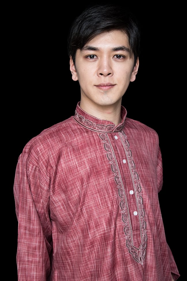 クルタ・パジャマ【コットン生地 あずき ペイズリー】 8 - これを着ればあなたもインド人に！