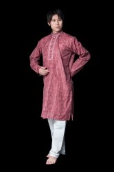 クルタ・パジャマ【コットン生地 あずき 唐草】の商品写真