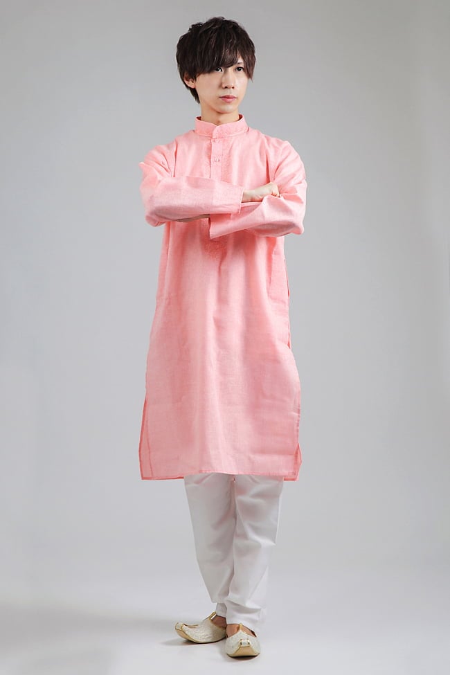 〔各色あり〕パステル・ライトカラー系　クルタ・パジャマ上下セット　インドの男性民族衣装の写真