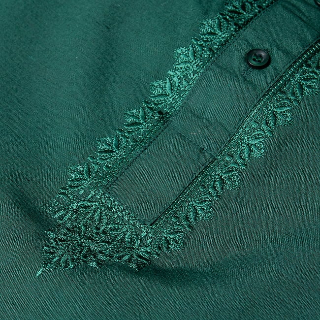 〔各色あり〕ビビッド・ダークカラー系　クルタ・パジャマ上下セット　インドの男性民族衣装 10 - 拡大写真です