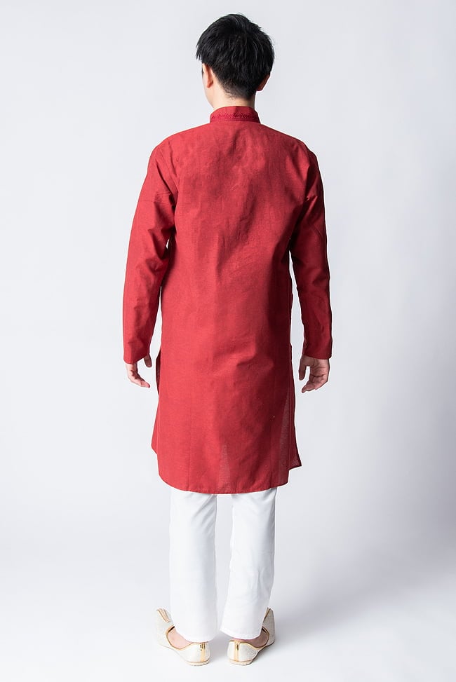 〔各色あり〕ビビッド・ダークカラー系　クルタ・パジャマ上下セット　インドの男性民族衣装 3 - 後ろからです