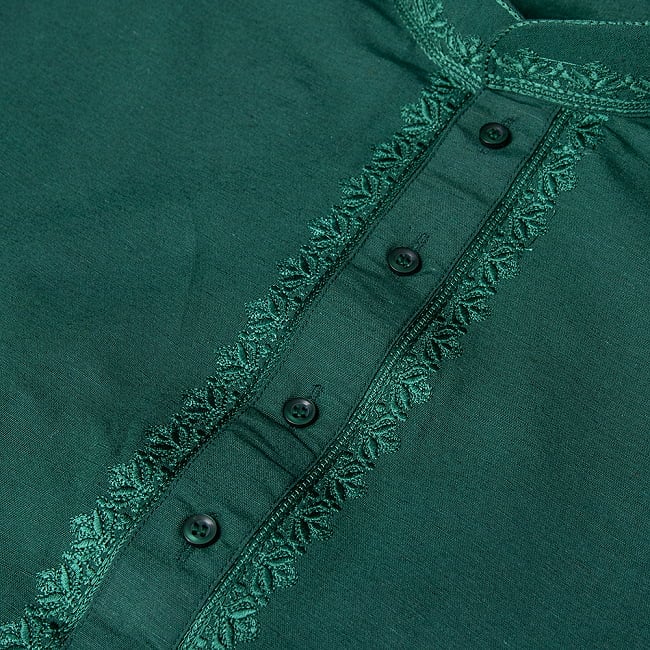〔各色あり〕ビビッド・ダークカラー系　クルタ・パジャマ上下セット　インドの男性民族衣装 9 - ボタン周りです
