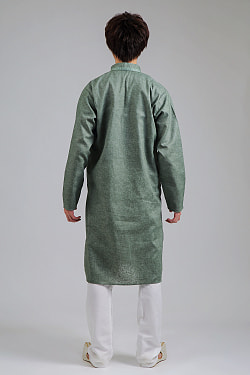 〔各色あり〕ダイヤ刺繍　クルタ・パジャマ上下セット　インドの男性民族衣装 - サブ3