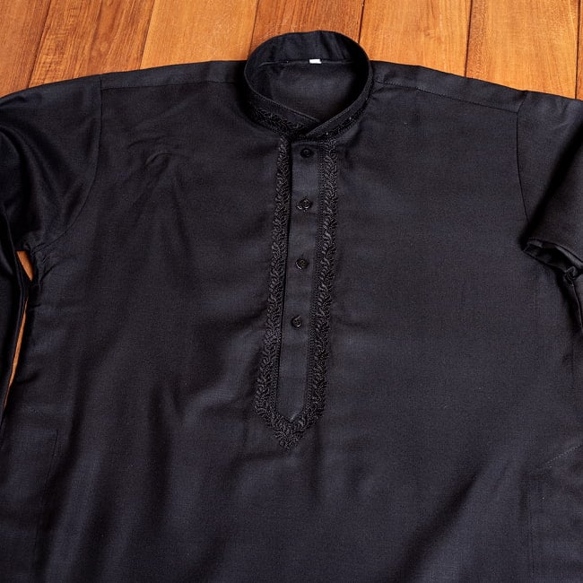 シンプルブラック　クルタ・パジャマ上下セット　インドの男性民族衣装 8 - 良い雰囲気です