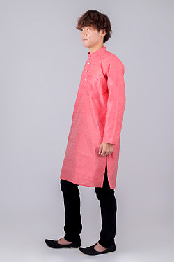 〔インドクオリティ・訳あり〕ほどよい光沢感　更紗デザインのカジュアルクルタ・パジャマ　※上着のみパンツ付属なし - サブ2