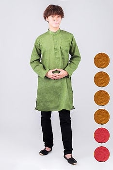 〔インドクオリティ〕ナチュラル感のあるシャンブレー生地　カジュアルクルタ・パジャマ　※上着のみパンツ付属なし