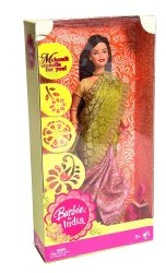 インドのバービー人形 - 黄緑×ピンクサリー の通販[送料無料