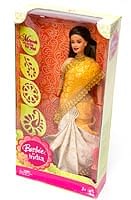 インドのバービー人形 - 黄色 x 白サリーの商品写真