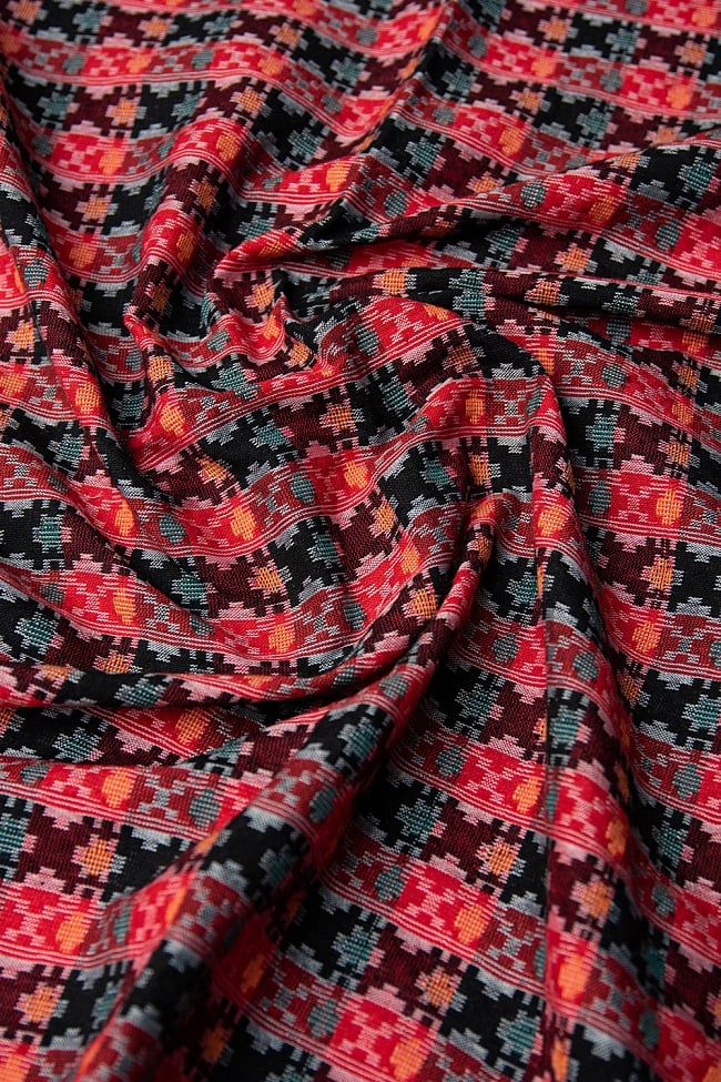 [約2メートル]ネパール伝統のダッカ織り布の写真ダカ,ダッカ,手芸,手織り