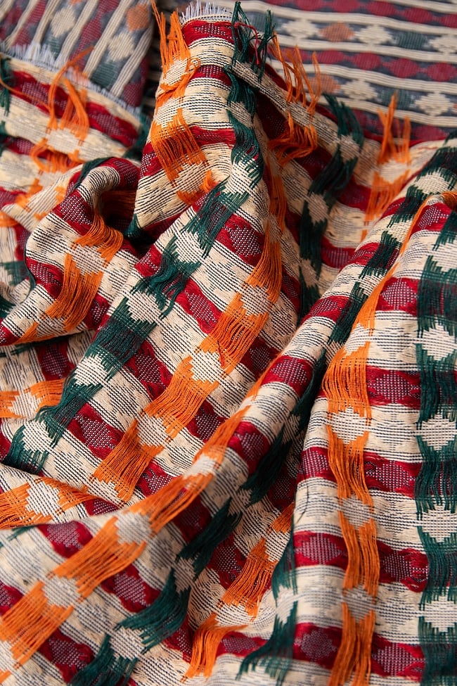 [約2メートル]ネパール伝統のダッカ織り布 6 - 裏地はこのようになっています。