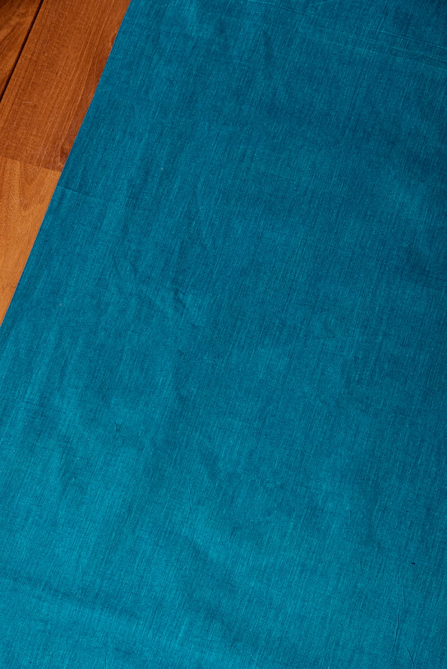 〔1m切り売り〕南インドのシンプル無地コットン布〔幅約109cm〕 - ブルーグリーン 2 - とても素敵な雰囲気です