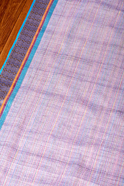〔1m切り売り〕南インドのハーフボーダーコットンクロス〔幅約108.5cm〕 - パープルの商品写真