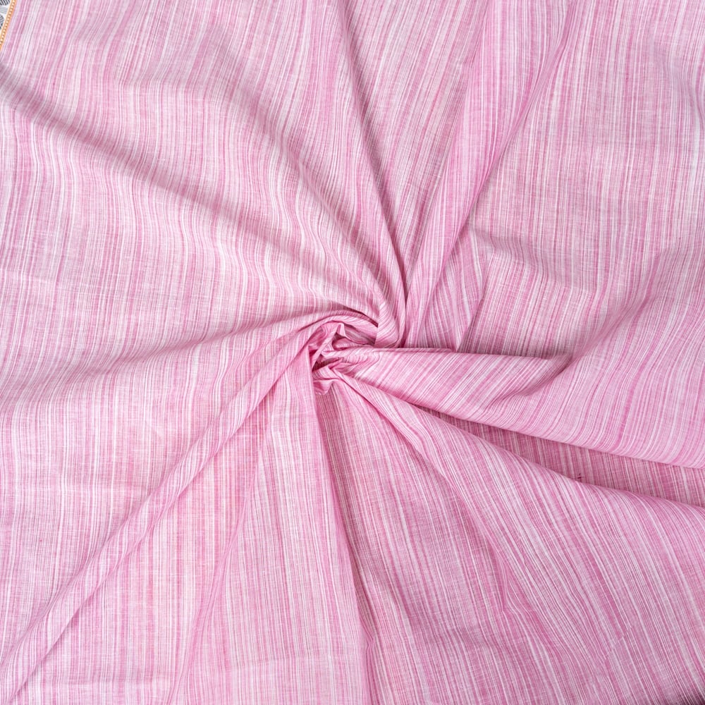 〔1m単位切り売り〕南インドのハーフボーダーコットンクロス〔幅約110cm〕 - ピンク1枚目の説明写真です