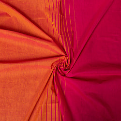 〔1m切り売り〕南インドのバイカラーセンターストライプ布〔幅約108.5cm〕 - オレンジ×ピンクの商品写真