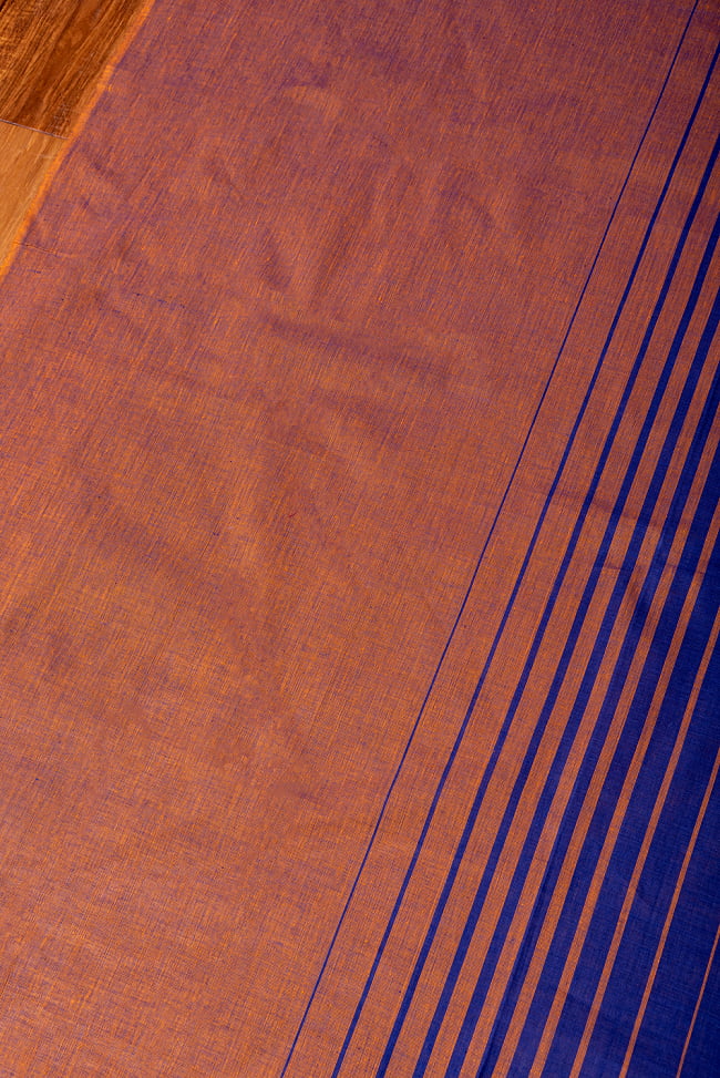 〔1m単位切り売り〕南インドのバイカラーセンターストライプ布〔幅約108cm〕 - 青緑×パープル 2 - とても素敵な雰囲気です