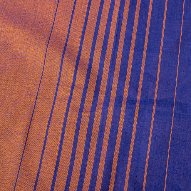 〔1m切り売り〕南インドのバイカラーセンターストライプ布〔幅約108cm〕 - 青緑×パープル 3 - 1mの長さごとにご購入いただけます。