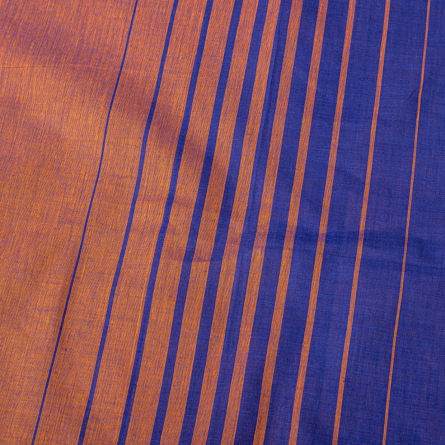 〔1m単位切り売り〕南インドのバイカラーセンターストライプ布〔幅約108cm〕 - 青緑×パープル 3 - 1mの長さごとにご購入いただけます。