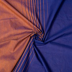 〔1m切り売り〕南インドのバイカラーセンターストライプ布〔幅約108cm〕 - 青緑×パープルの商品写真