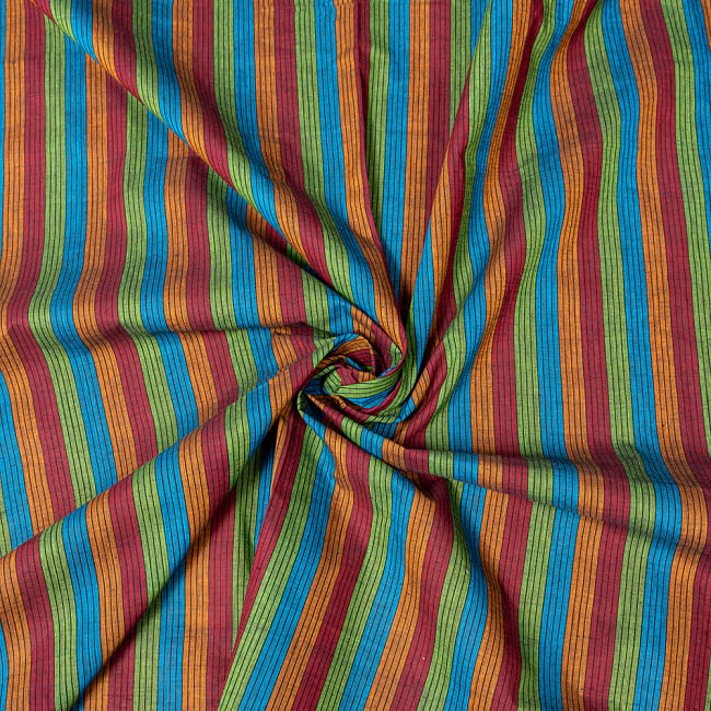 〔1m切り売り〕南インドのストライプ布〔幅約112.5cm〕 - ブラウン管の写真1枚目です。インドらしい味わいのある布地です。切り売り,量り売り布,アジア布 量り売り,手芸,裁縫,生地,アジアン,ファブリック,ボーダー,しま模様
