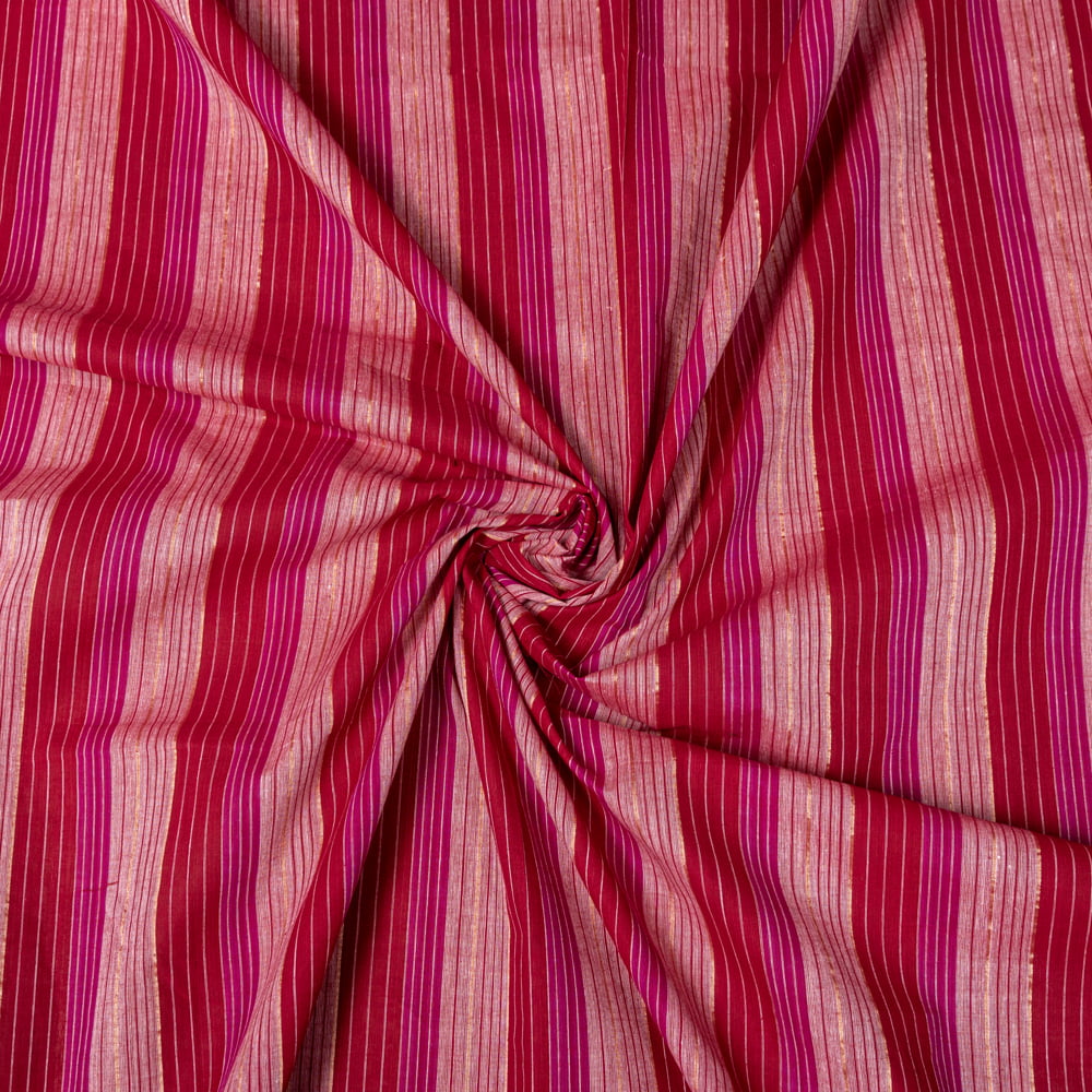 1m切り売り〕南インドのストライプ布〔幅約111cm〕 赤×ピンク×白系 の通販
