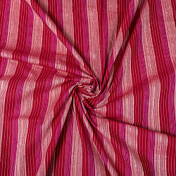 〔1m切り売り〕南インドのストライプ布〔幅約111cm〕 - 赤×ピンク×白系の商品写真