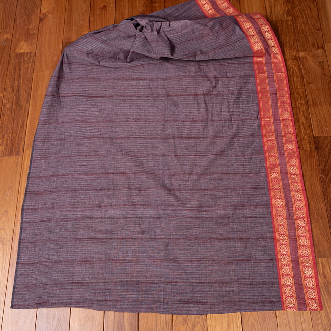 南インドのハーフボーダー・シンプル・コットン布〔幅約110cm〕 - 小豆色系 6 - 生地を広げてみたところです。横幅もしっかりあります。注文個数に応じた長さにカットしてお送りいたします。
