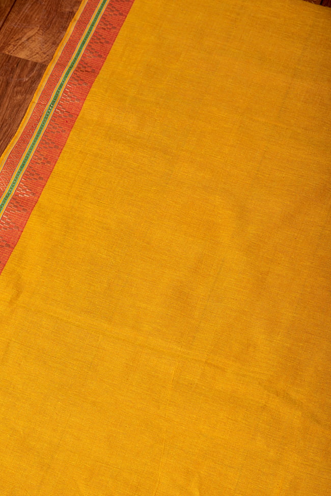 南インドのハーフボーダー・シンプル・コットン布〔幅約110cm〕 - マリーゴールド系 2 - とても素敵な雰囲気です