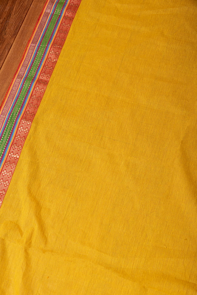 南インドのハーフボーダー・シンプル・コットン布〔幅約110cm〕 - オレンジ系 2 - とても素敵な雰囲気です