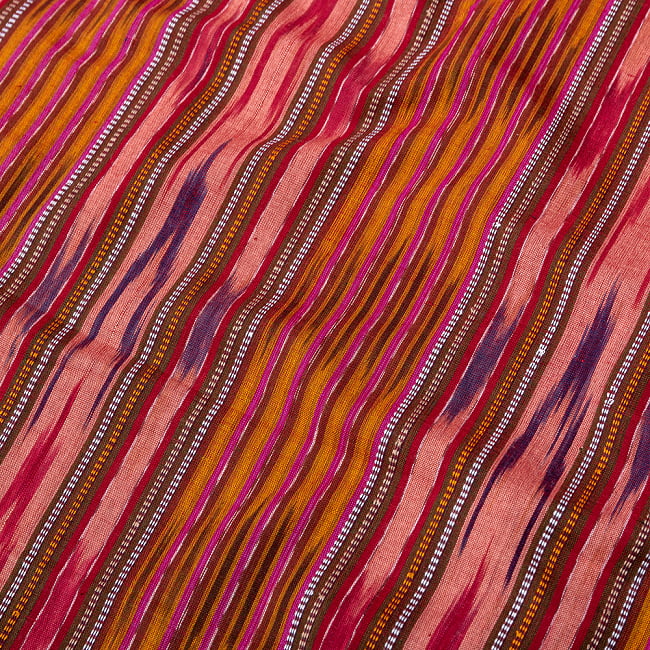 〔1m切り売り〕インドの伝統絣織り布　イカット織り生地　〔幅約112cm〕 - ブラウン系 3 - 1mの長さごとにご購入いただけます。