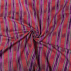 〔1m切り売り〕インドの伝統絣織り布　イカット織り生地　〔幅約111cm〕 - パープル×赤茶系の商品写真