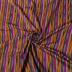 〔1m切り売り〕インドの伝統絣織り布　イカット織り生地　〔幅約110cm〕 - ブラウン×紫系の商品写真