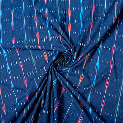 〔1m切り売り〕インドの伝統絣織り布　イカット織り生地　〔幅約111cm〕 - 紺系の商品写真