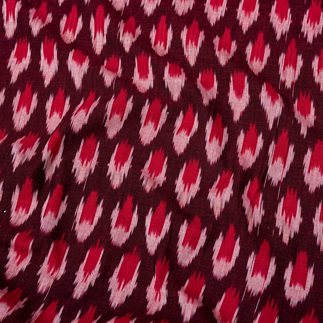 〔1m切り売り〕インドの伝統絣織り布　イカット織り生地　〔幅約114cm〕 - 赤茶×赤系 3 - 1mの長さごとにご購入いただけます。