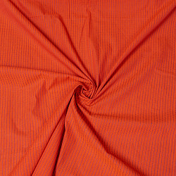 〔1m切り売り〕南インドのシンプルコットン　ストライプ模様布〔幅約118cm〕 - ブラッドオレンジ系の商品写真
