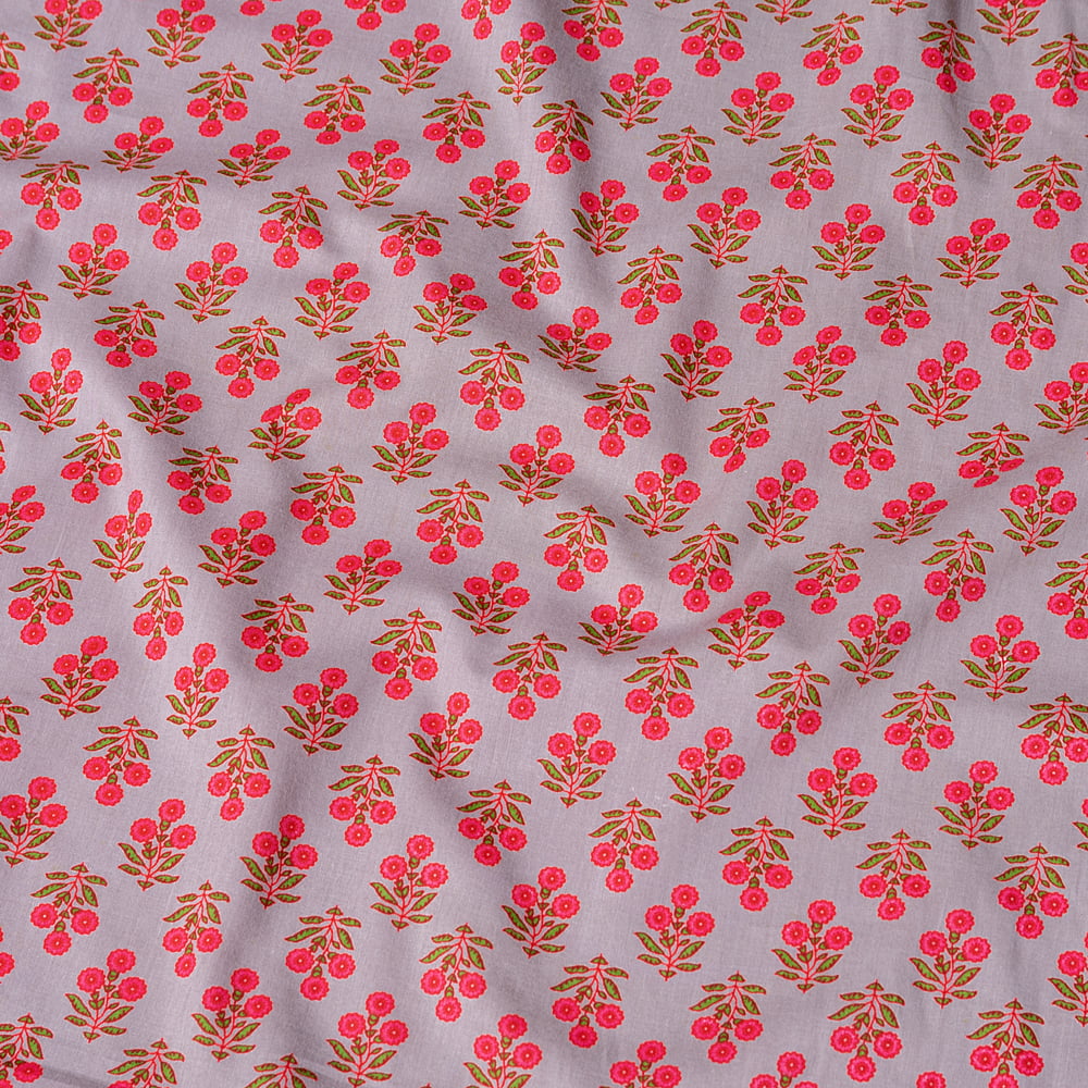 1m切り売り〕南インドの小花柄布〔幅約103cm〕 グレー系 の通販