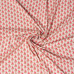 〔1m切り売り〕南インドの小花柄布〔幅約104cm〕 - ホワイトグレー系の商品写真
