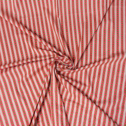 〔1m単位切り売り〕南インドのアローストライプ布〔幅約104.5cm〕 - ホワイト×ピンク系 - サブ4