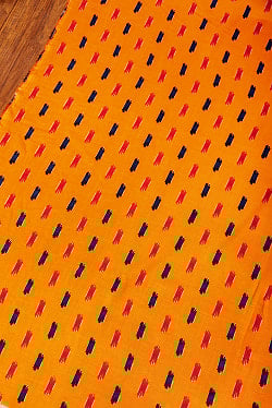 〔1m単位切り売り〕南インドの絣織り風パターン布〔幅約109.5cm〕 - オレンジ系 - サブ3