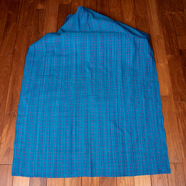 〔1m切り売り〕南インドのシンプルコットン布〔約106cm〕 - ブルー 2 - とても素敵な雰囲気です