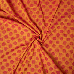 〔1m切り売り〕南インドのコインドット　水玉模様布〔約106cm〕 - オレンジ×赤の商品写真